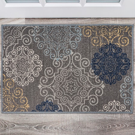 World Rug Gallery Modern Floral Swirl Design Non-Slip Area Rug 2' x 3' Gray 508GRAY2X3